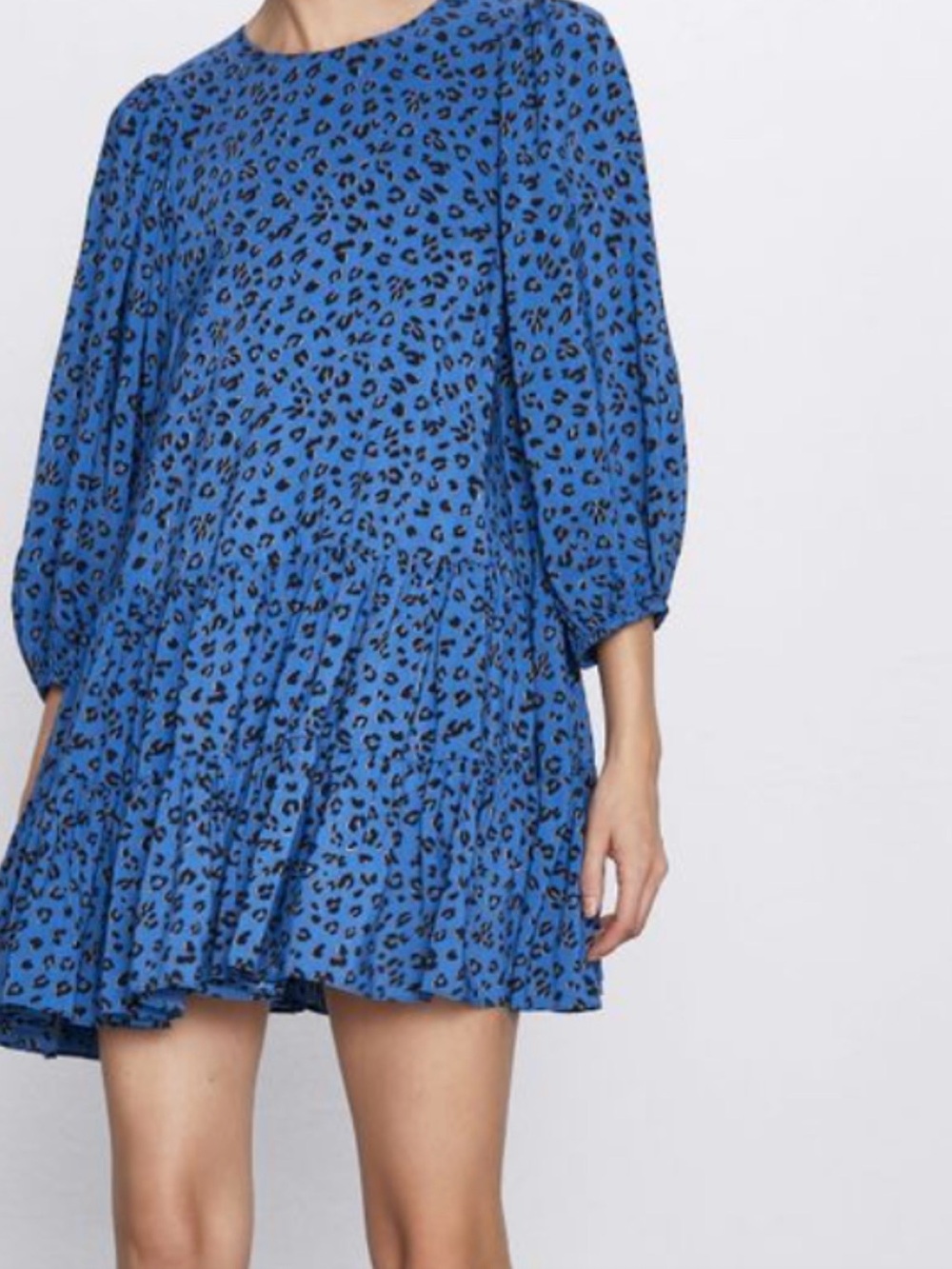 Zara blue Leopard Print Tiered Women’s Dress XL